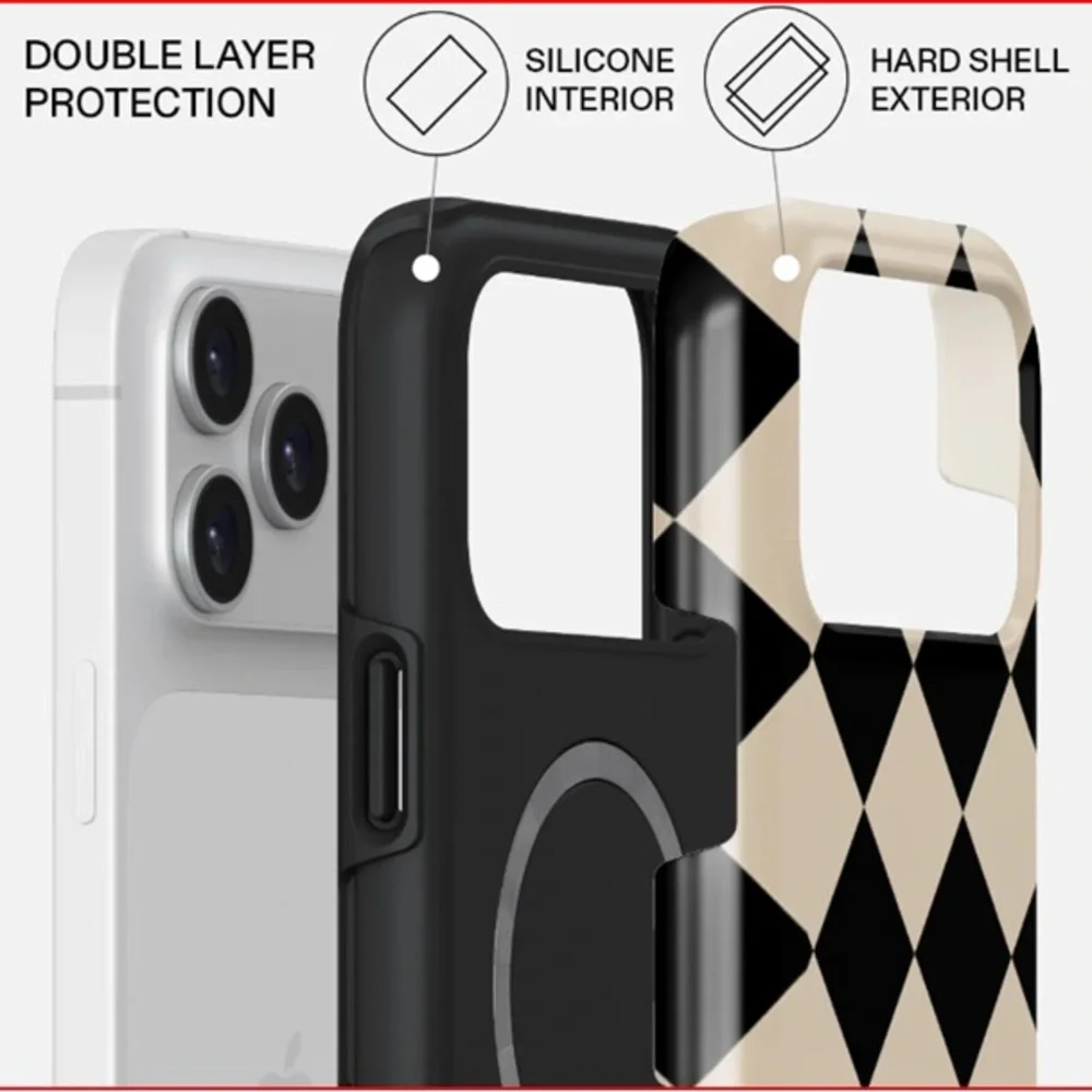 BURGA Proper Uniform Checkerboard iPhone Pro Max Case with Matching Ring Holder